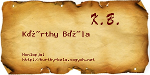 Kürthy Béla névjegykártya