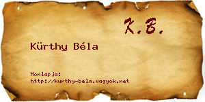 Kürthy Béla névjegykártya